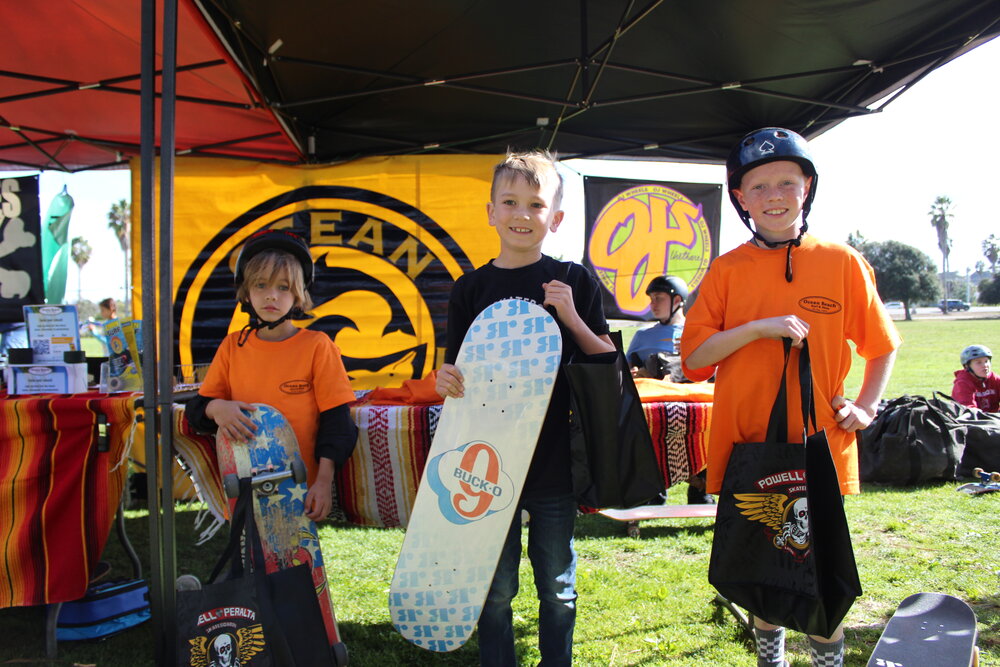 Donated skateboard to Ocean Beach Students